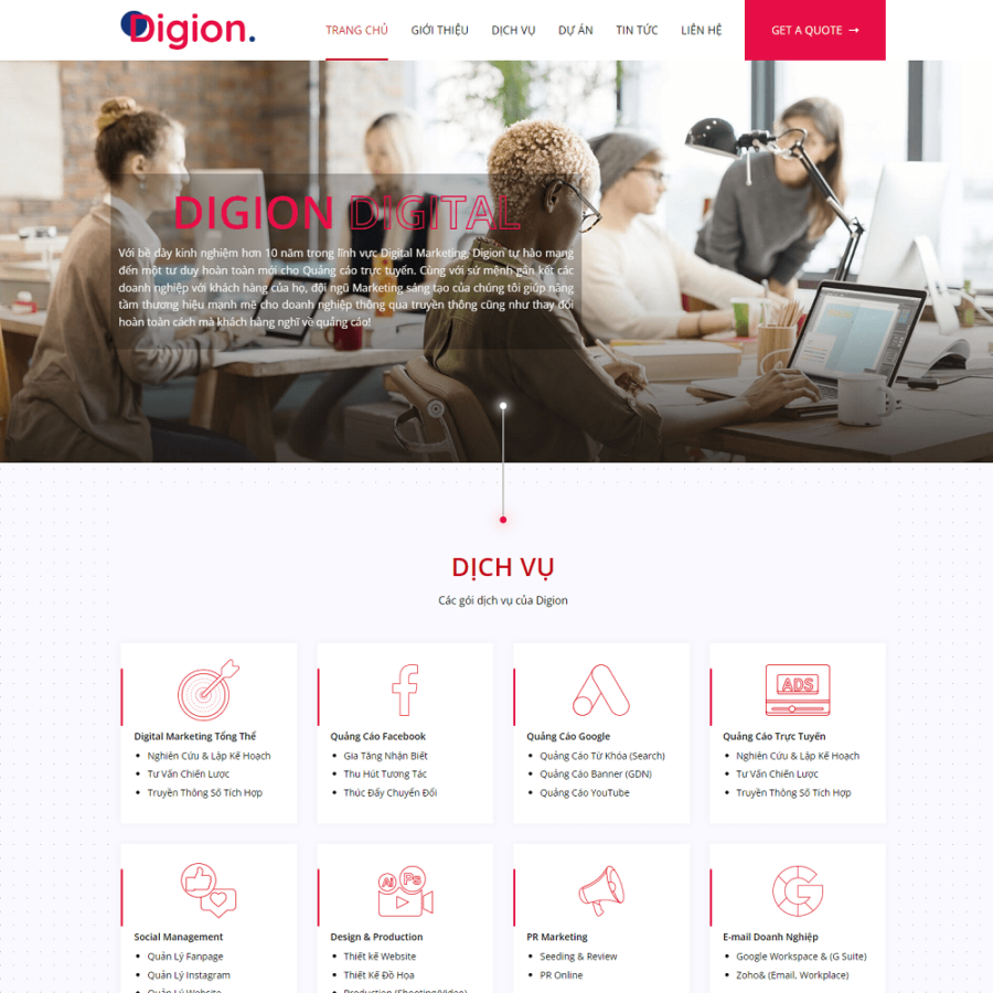 Web mẫu công ty Agency Digital Marketing Online