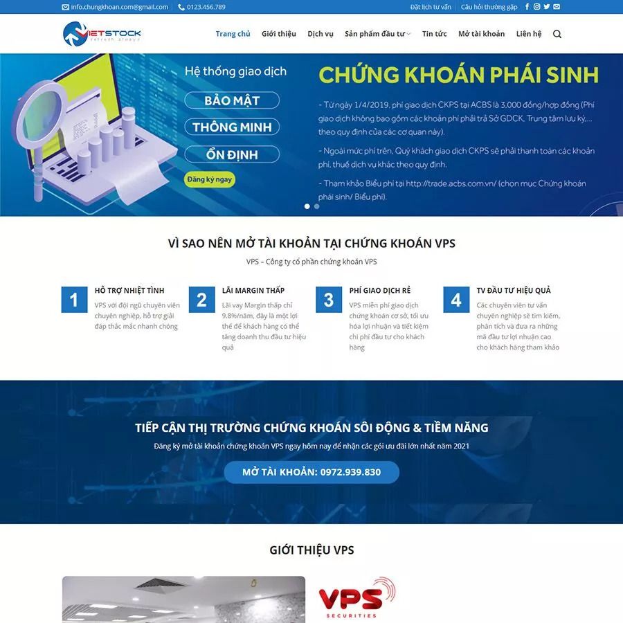 Web mẫu công ty chứng khoán